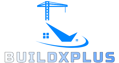 blue and grey modern construction logo design